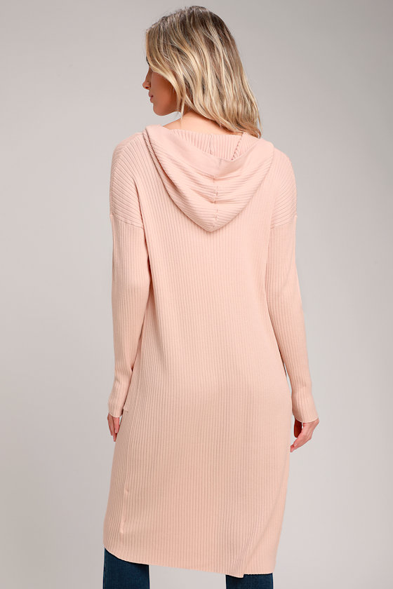 Cute Blush Sweater Cardigan Sweater Long Ribbed Cardigan
