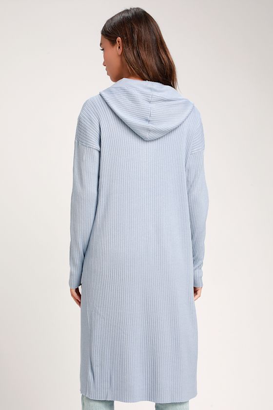 Cute Light Blue Sweater Cardigan Sweater Long Ribbed Cardigan Lulus