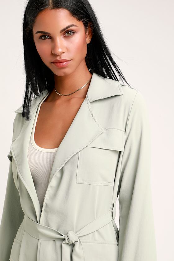 Chic Sage Green Jacket Lightweight Jacket Longline Jacket Lulus