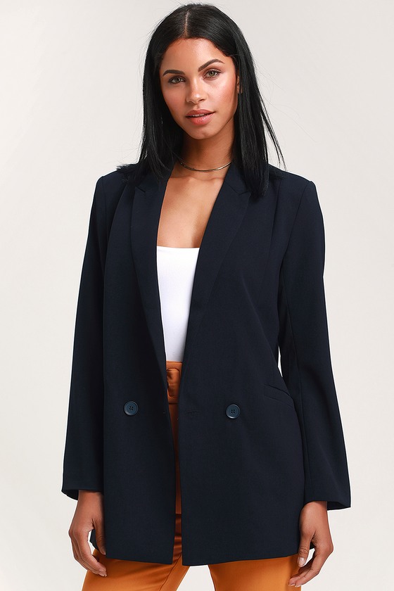 Cute Navy Blue Blazer  Oversized Blazer  Women s Blazer  