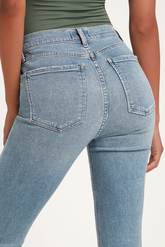 high rise light wash jeans