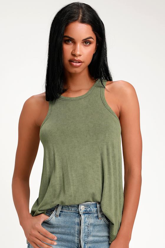Cute Tank Top Basic Tank Top Washed Olive Green Tank Top Lulus
