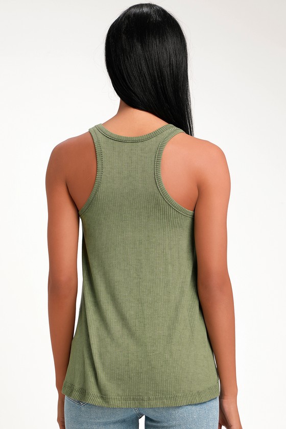 Cute Tank Top - Basic Tank Top - Washed Olive Green Tank Top