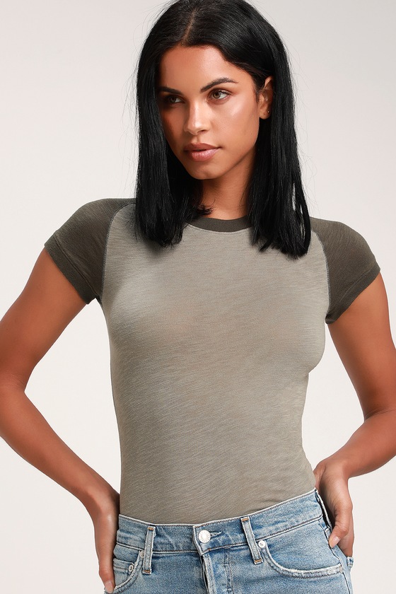 Free People Night Sky - Army Green Tee - Cap Sleeve Tee -Tee - Lulus