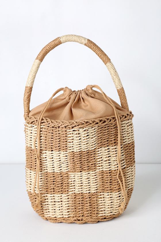 Peck Beige Woven Mini Basket Bag 3
