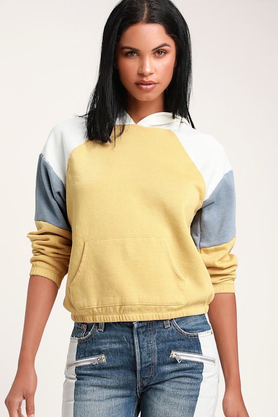 Bellarose Yellow Multi Color Block Hoodie 3