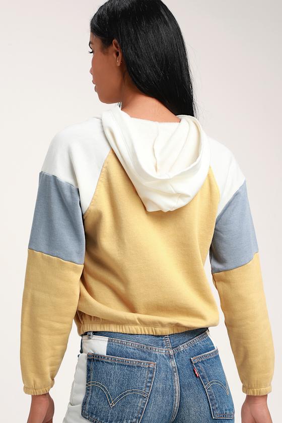 Bellarose Yellow Multi Color Block Hoodie 4