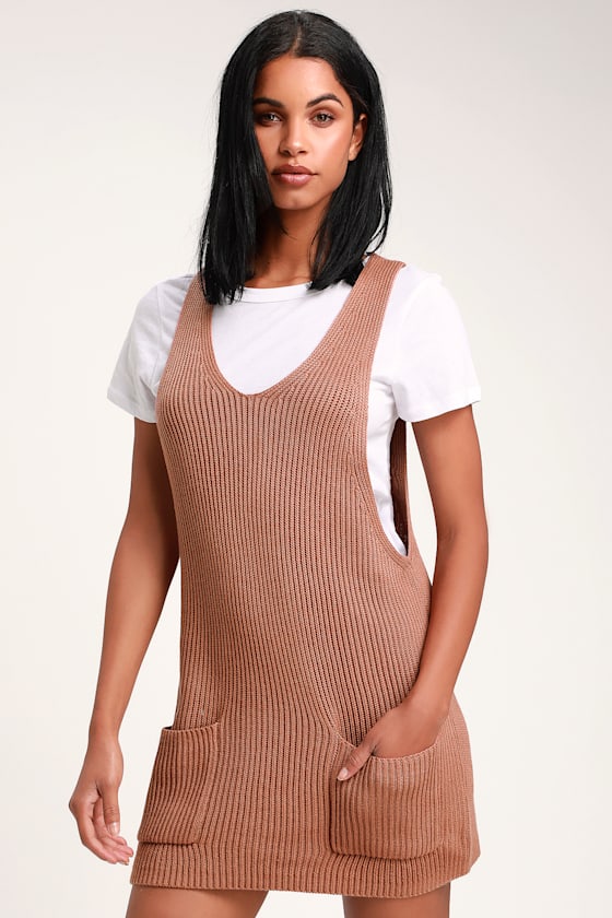 Florence Light Terra Cotta Mini Sleeveless Sweater Dress 4