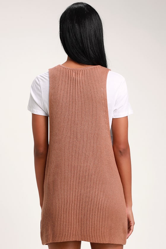 Florence Light Terra Cotta Mini Sleeveless Sweater Dress 1