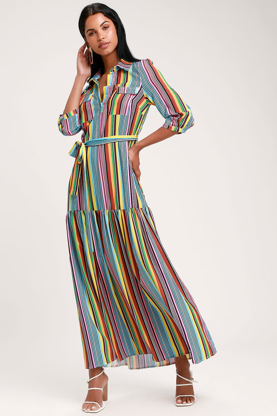 tiered trumpet hem maxi dress