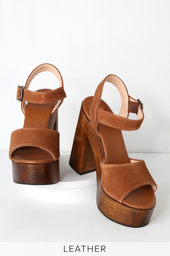 Trendy Platform Heels - Genuine Suede 