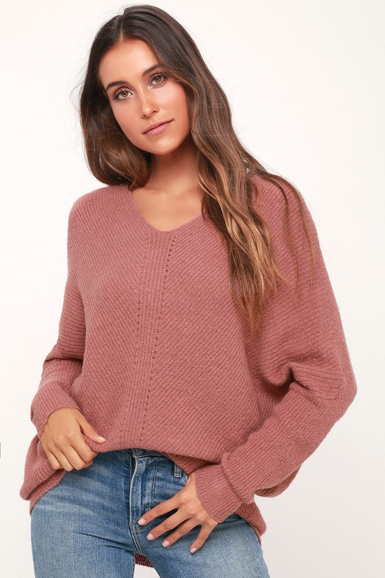 Cozy Mauve Sweater - Dolman Sleeve Sweater - Knit Sweater - Lulus