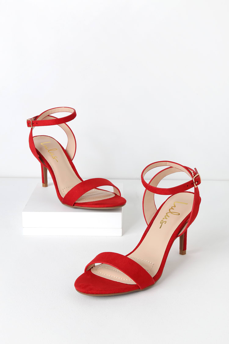 Red Ankle Strap Heels - Anklet Heels - High Heel Sandals - Lulus