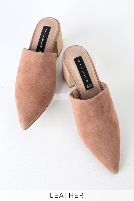 suede nude mules
