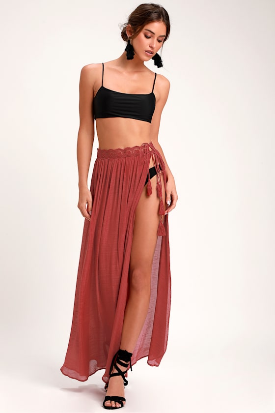 Sun Seeking Brick Red Lace Swim Cover-Up 2