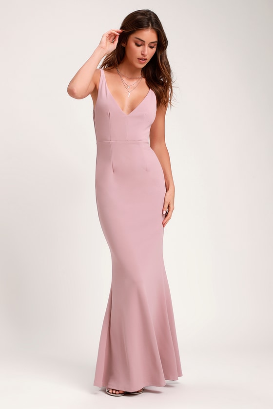 dusty rose floor length dress