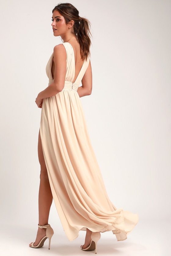 heavenly hues cream maxi dress