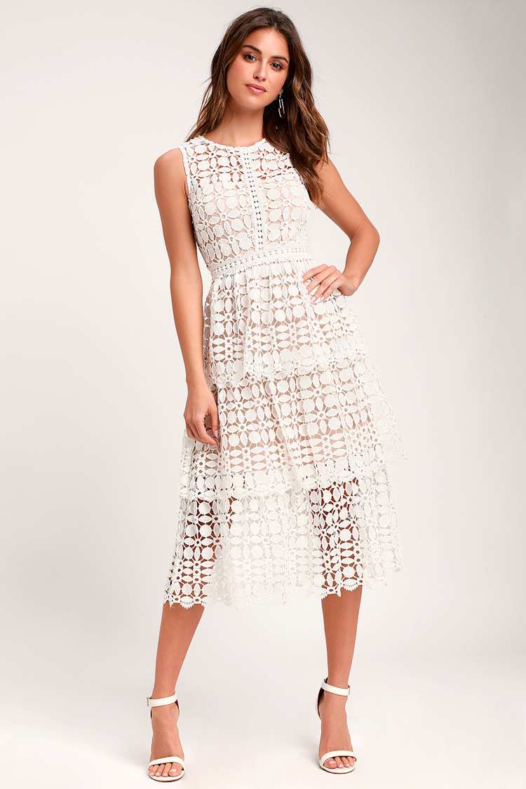 lulus white crochet dress Lovely White Lace Dress - Off-the-Shoulder Mini Dress - Bodycon