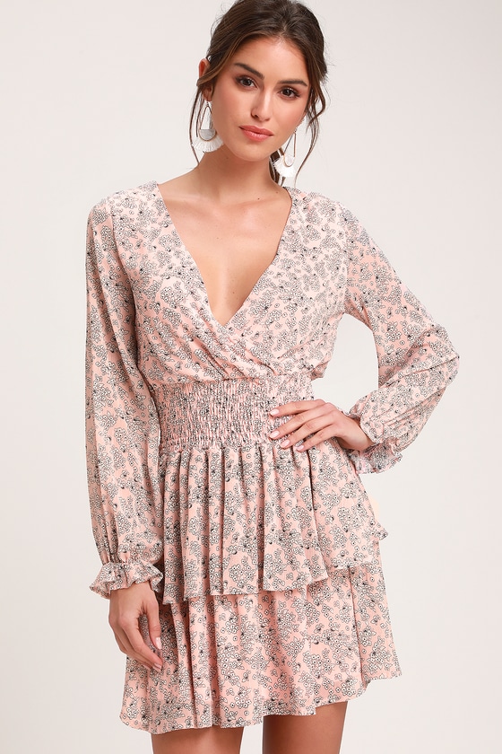 Pink Floral Long Sleeve Dress Online ...