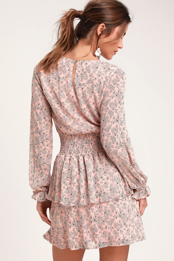 pink floral long sleeve dress