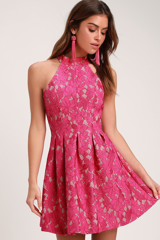 fuchsia skater dress