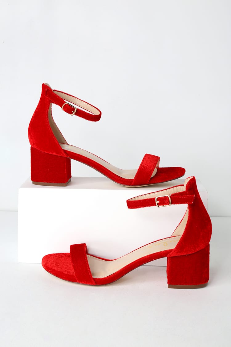 red short high heels