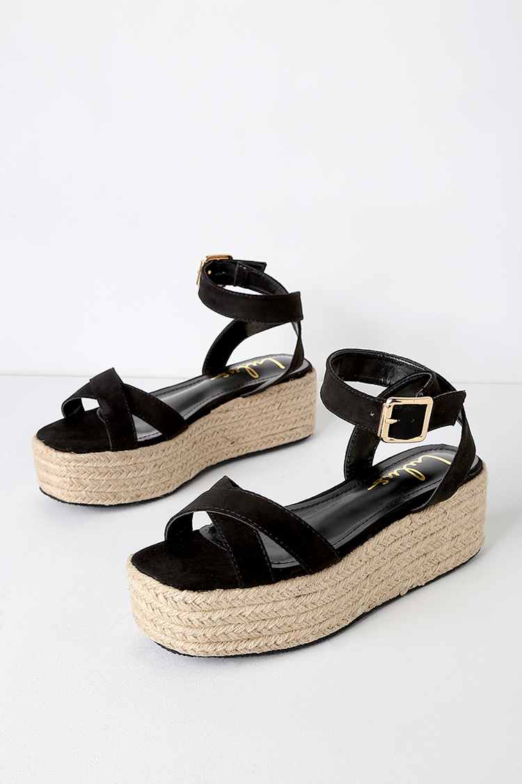 black espadrille sandals platform