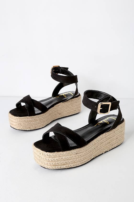 Cobi Black Espadrille Platform Sandals 6