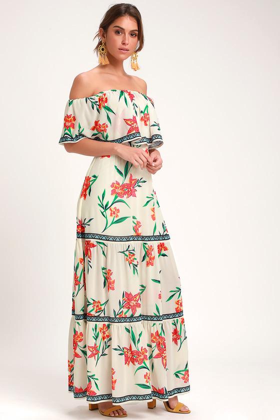 Cute Ivory Maxi Dress - Floral Print Maxi Dress - OTS Maxi Dress - Lulus