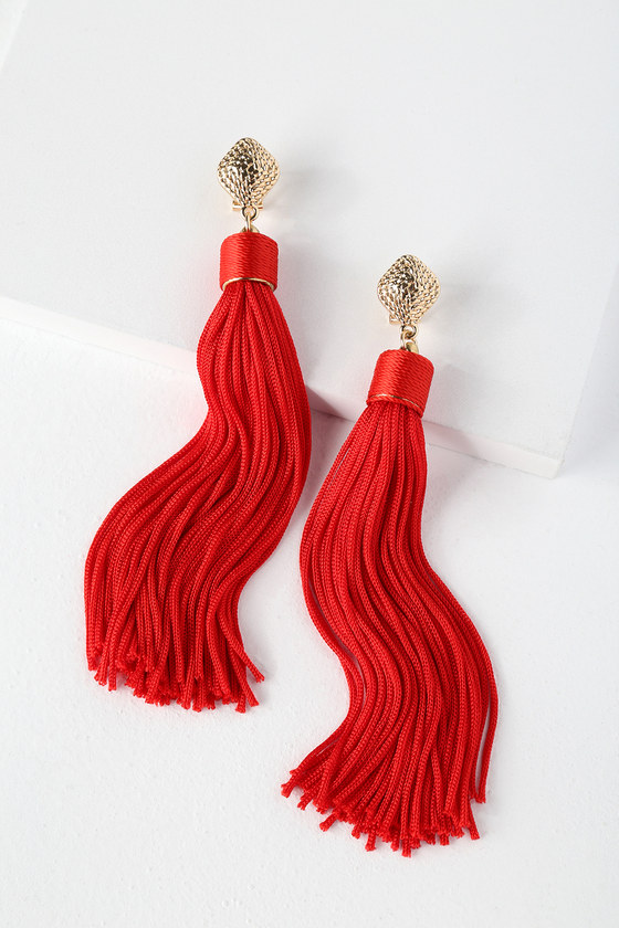 Red Tassel Earring - Bub and Beck by Madison Taylor