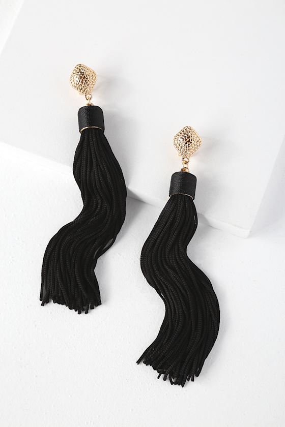 Trendy Tassel Earrings Black Tassel Earrings Fringe Earrings Lulus