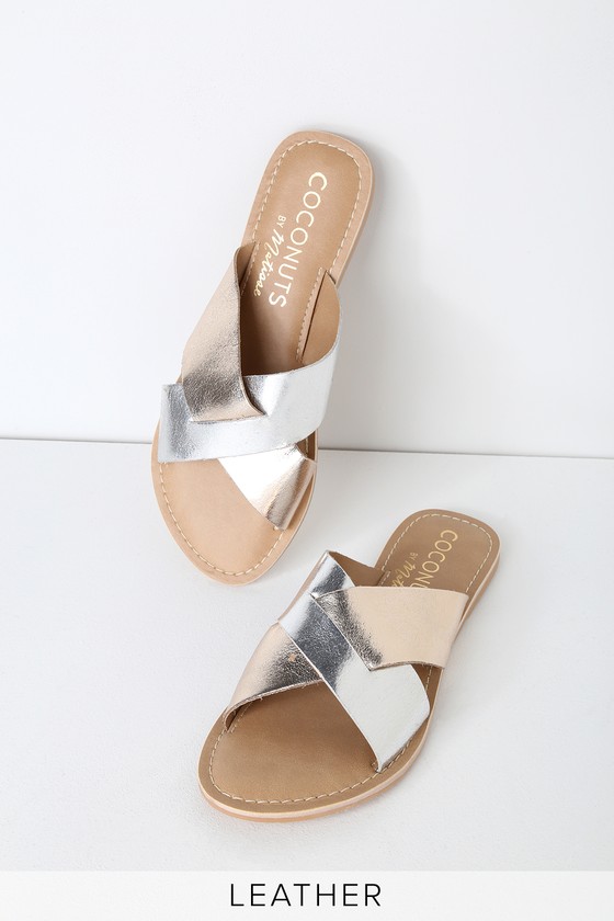 Coconuts by Matisse Wilma - Gold and Silver Sandals - Flat Sandal - Lulus