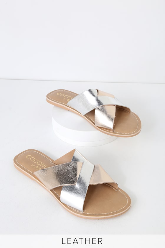 Coconuts by Matisse Wilma Gold and Silver Sandals Flat Sandal