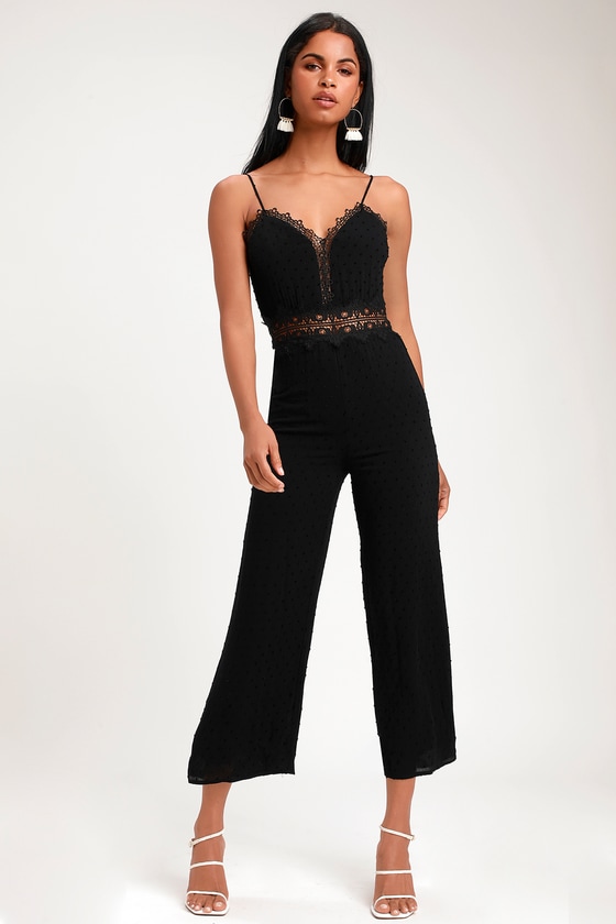 black lace wide leg jumpsuit