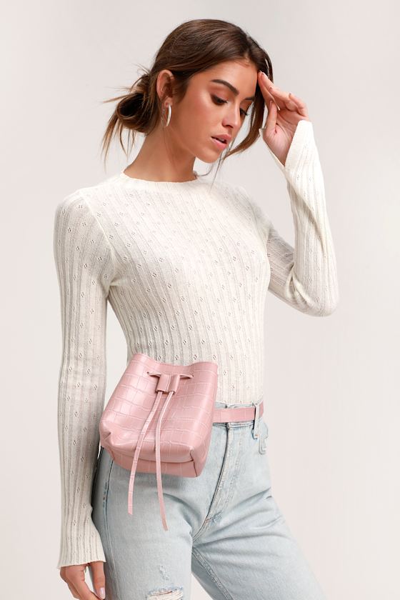 Goodies Blush Snake Embossed Belt Bag 6