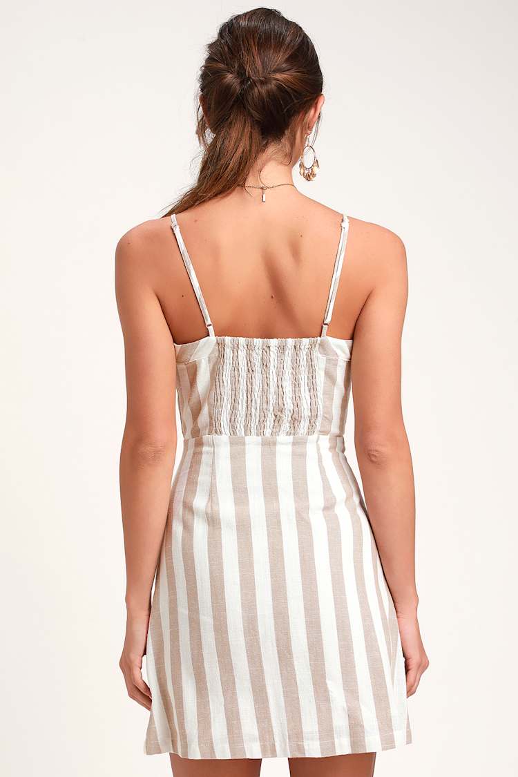 Cute Tan and White Dress - Striped Dress - Mini Dress - Lulus Cute Tan and White Dress - Striped Dress - Mini Dress - Lulus