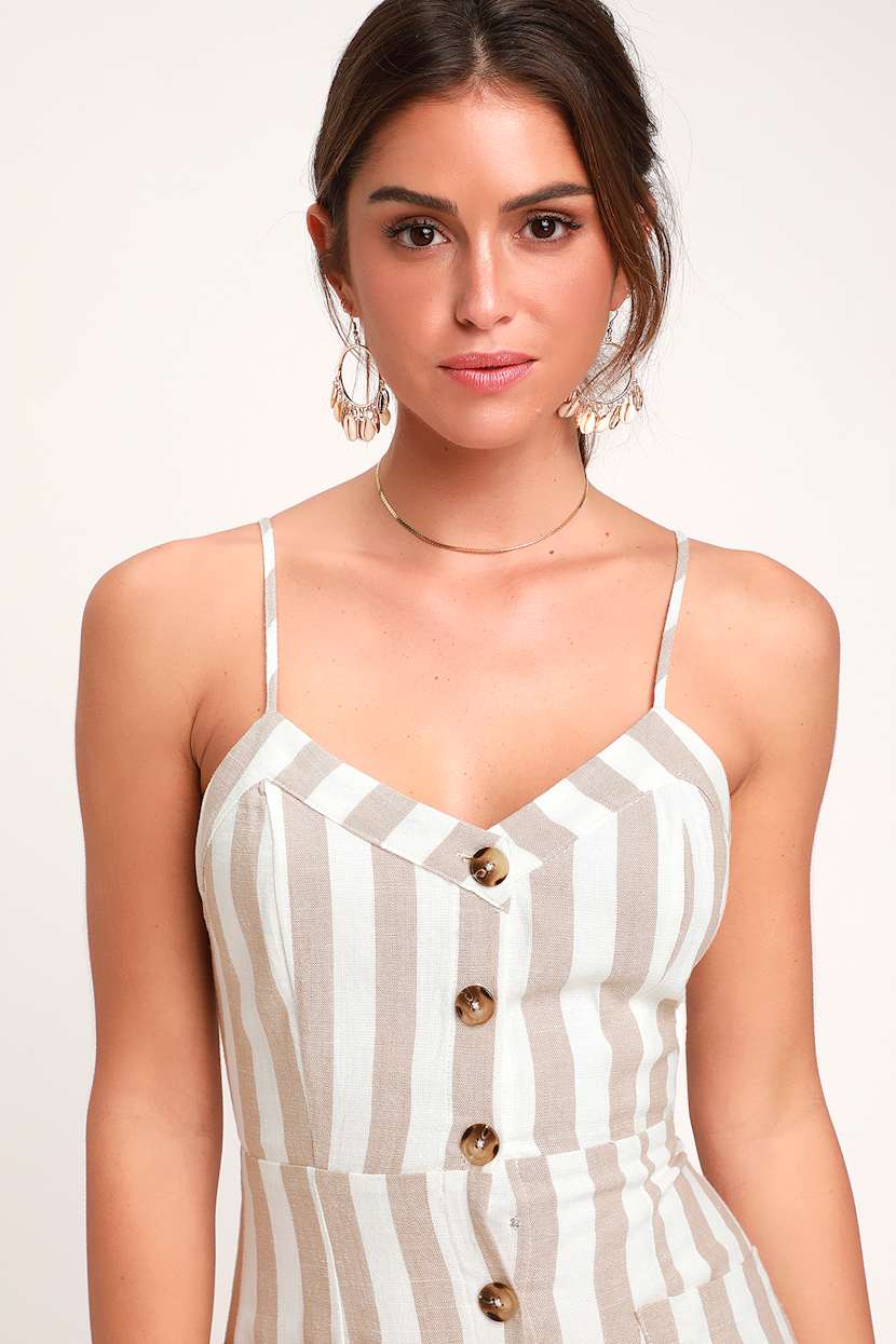 Cute Tan and White Dress - Striped Dress - Mini Dress - Lulus Cute Tan and White Dress - Striped Dress - Mini Dress - Lulus