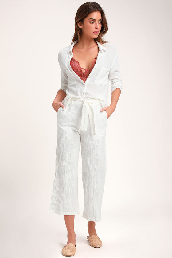 Rhythm Malta - White Pant - Wide-Leg Pants - Cropped Pants ...