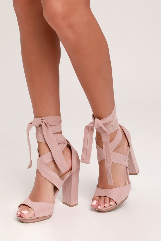 tie up pink heels