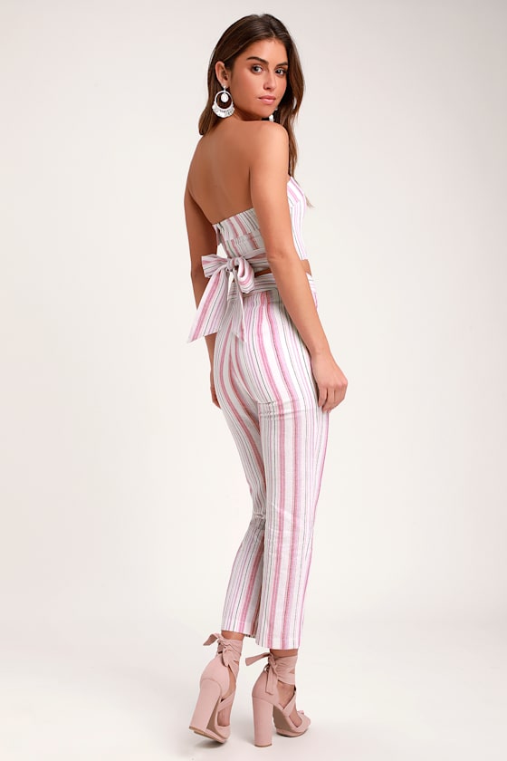 Daria Pink Striped Cropped Pants 3