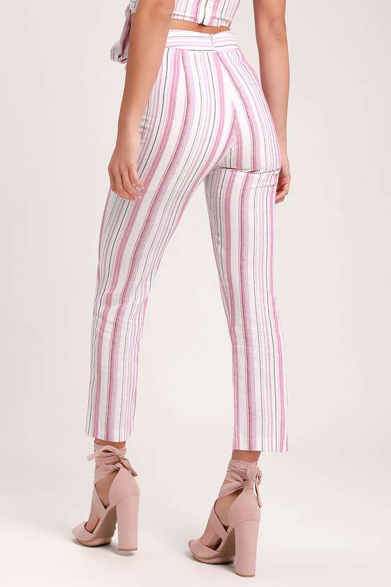 striped cropped pants