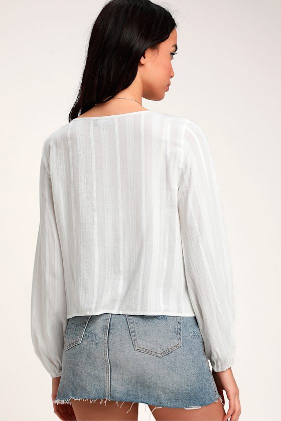 Del Rey Ivory Ruched Long Sleeve Top 5