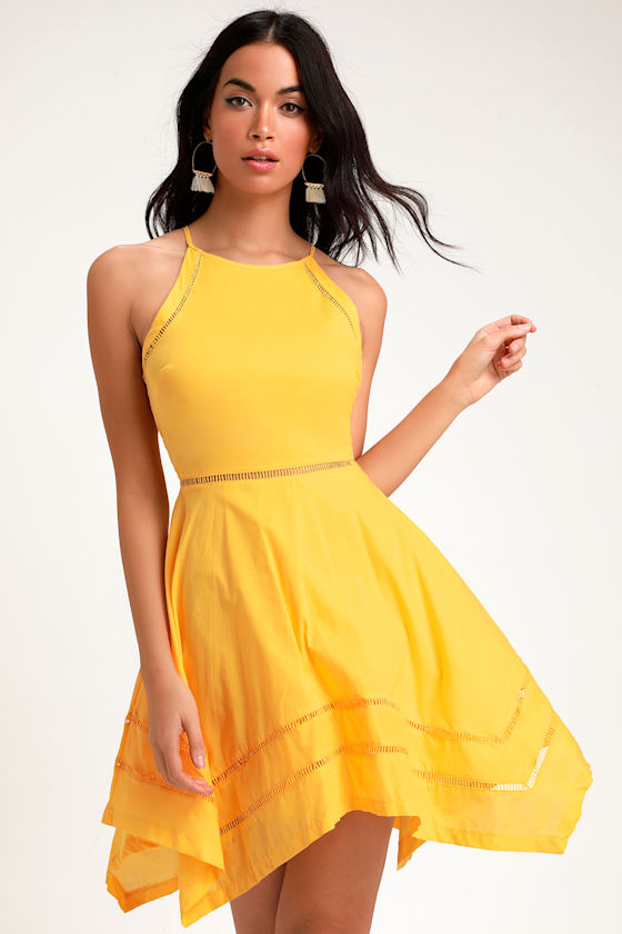 Catch Your Eye Yellow Skater Dress