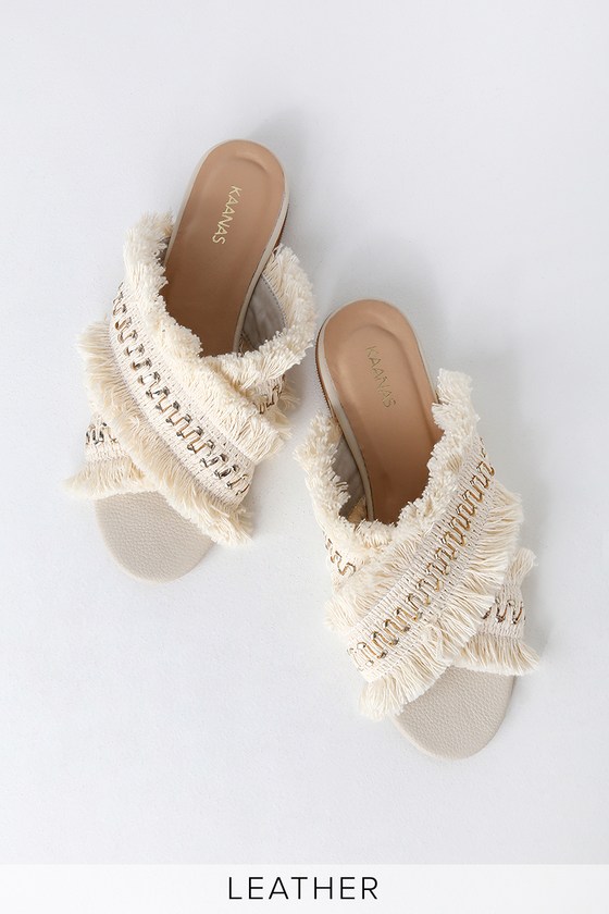 KAANAS Ibizia - White Sandals - Fringe Sandals - Flat Sandals - Lulus
