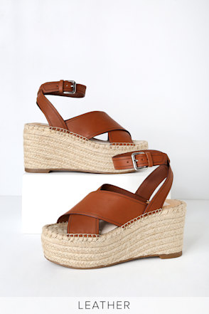 Dolce Vita Carsie Brown Leather Sandals Espadrille Wedges Lulus