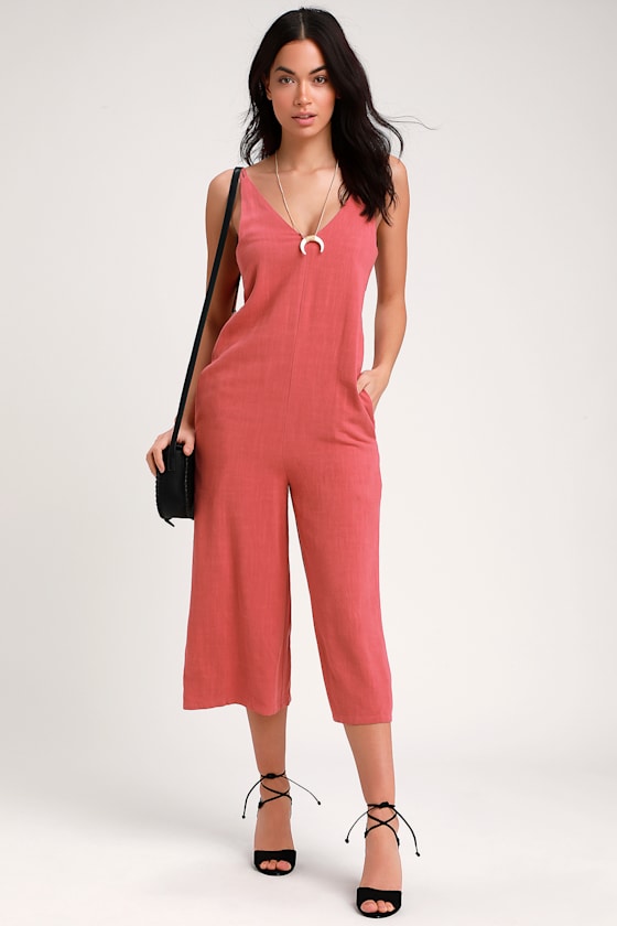 Rest and Relaxation Rusty Rose Culotte Jumpsuit 2