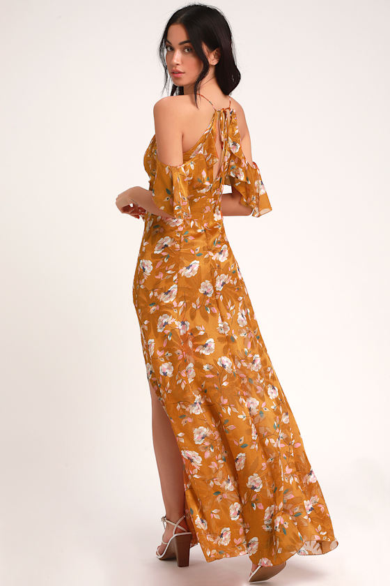 Abundant Happiness Rust Orange Floral Print Jacquard Maxi Dress 2