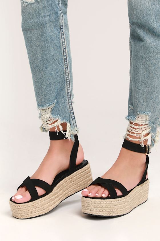 espadrille black platform