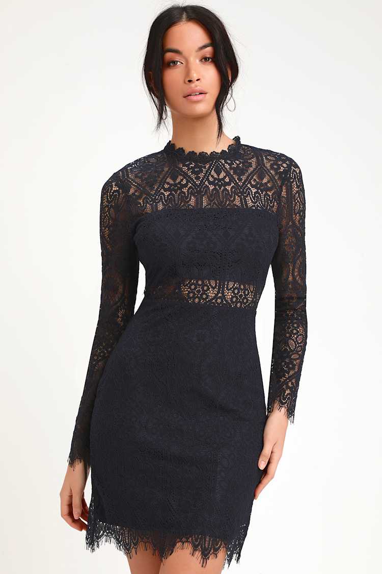 Sexy Navy Blue Dress - Navy Lace Dress - Long Sleeve Lace Dress - Lulus Sexy Navy Blue Dress - Navy Lace Dress - Long Sleeve Lace Dress - Lulus