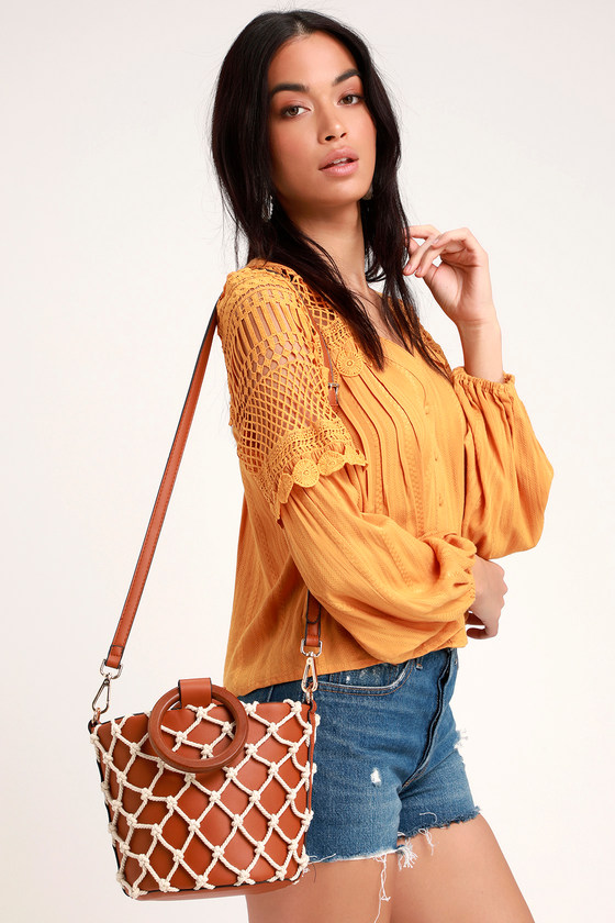 Lulus Mellow Mood Brown Net Tote 